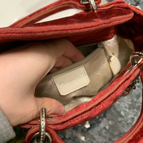 ❌SOLD ❌vintage Dior lady Dior red velour mini bag - Picture 13 of 15
